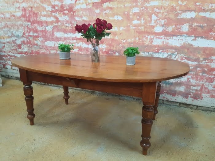 Yellow wood dining table