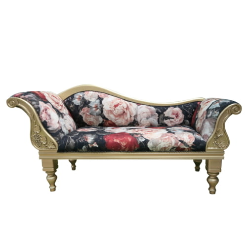 Gold painted floral chaise lounge