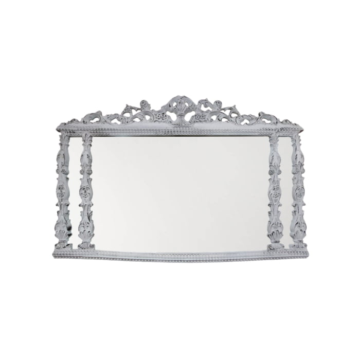 Ornate rectangular white mirror