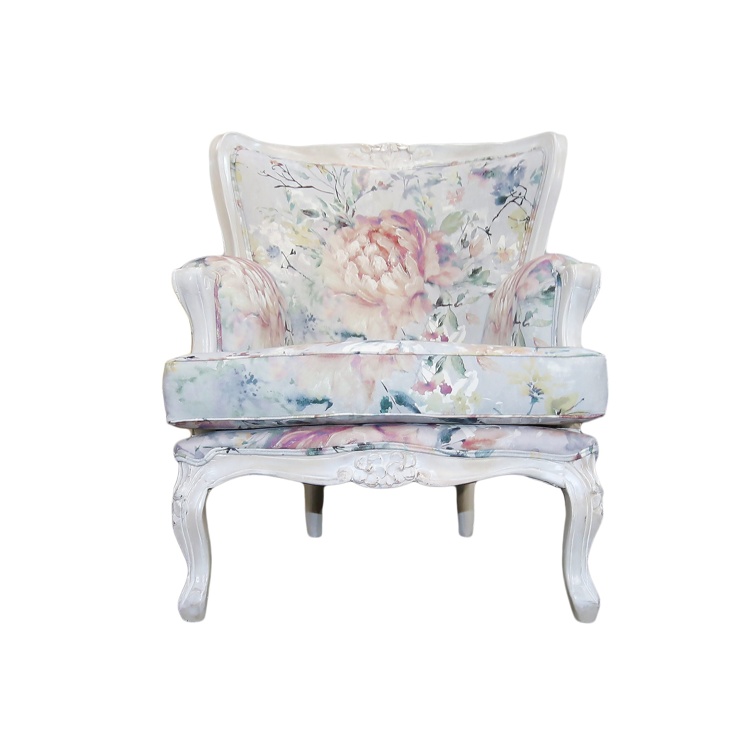 floral victorian painted armchairs
