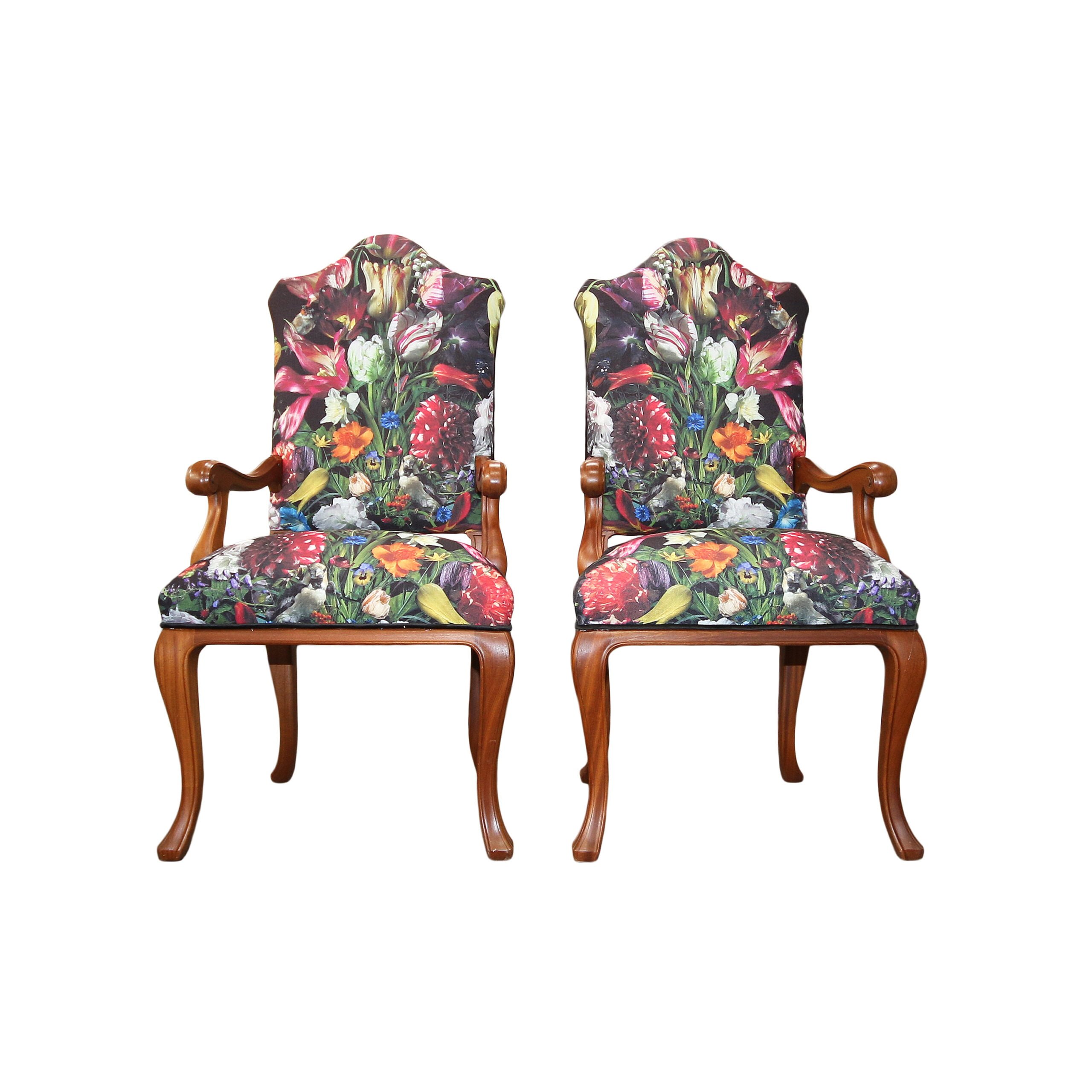 Floral high back chairs