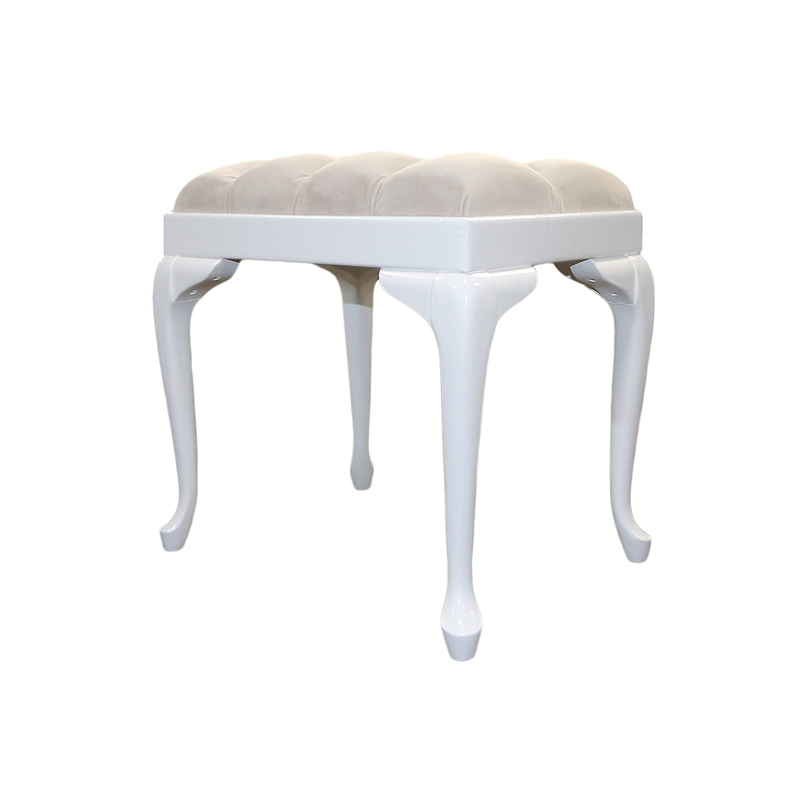 Baroque Soft Cream Hand Carved Painted Upholstered Chair / Dressing Table  Chair - Love Home Living