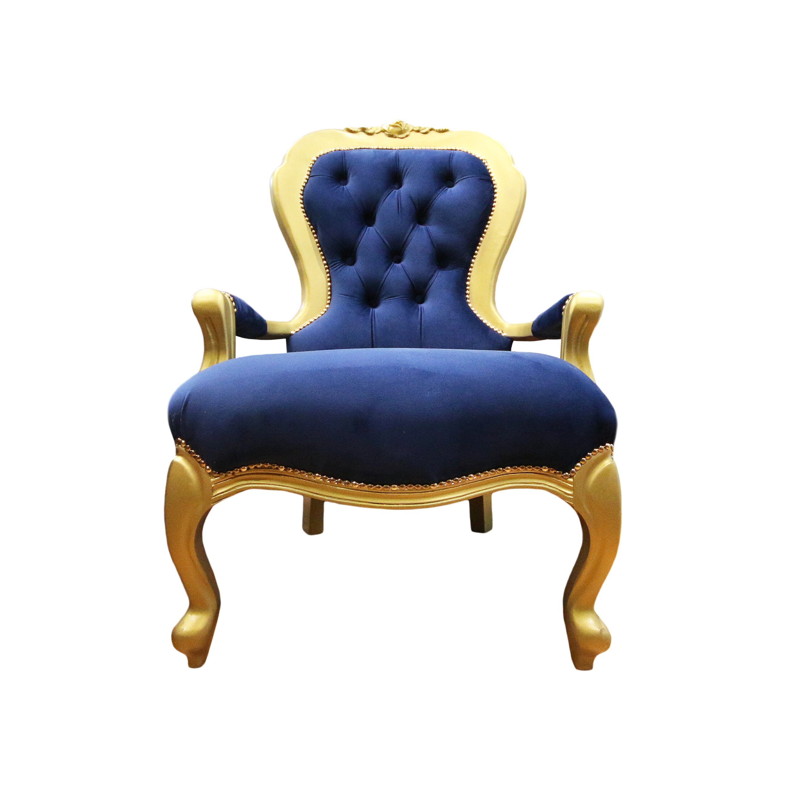 Victorian armchairs blue and gold