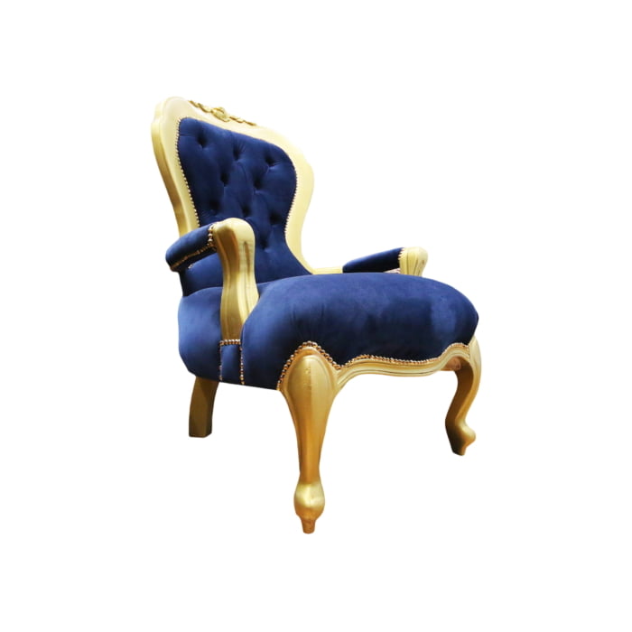 Victorian armchairs blue and gold
