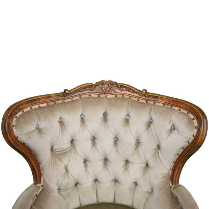 French style walnut wingback arm chair