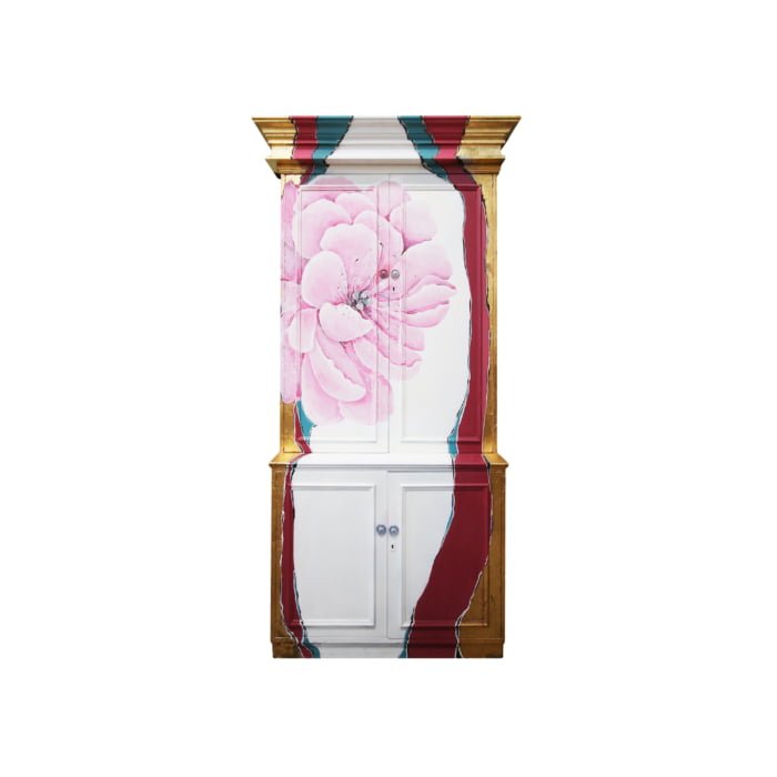 Pink floral gold gilded cupboard