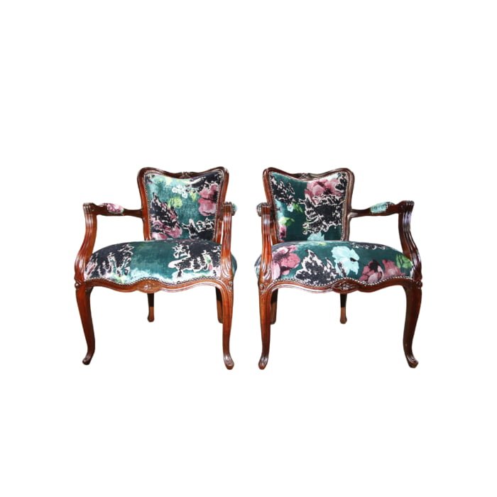 Floral antique carved armchairs