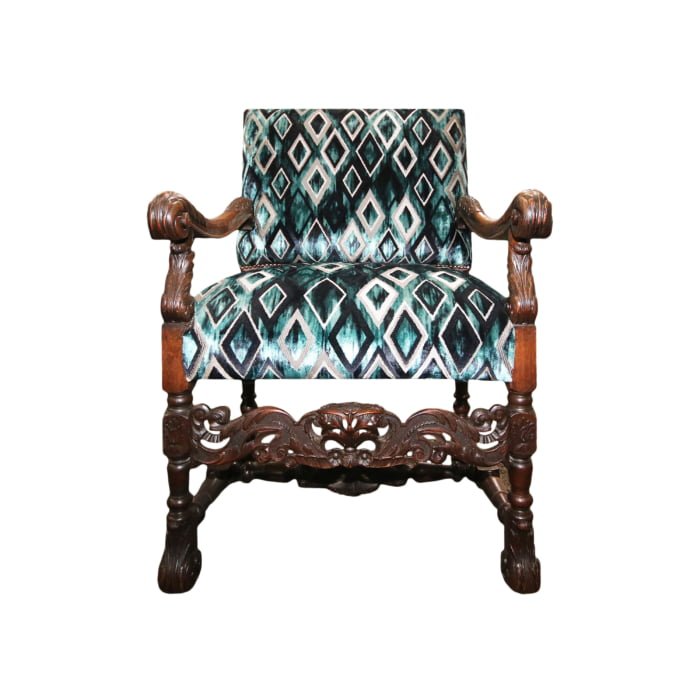 Antique continental Diamond pattern arm chairs