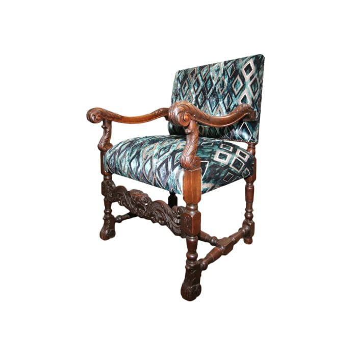 Antique continental Diamond pattern arm chairs