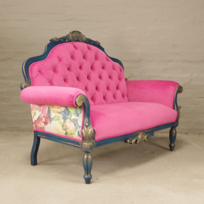 Blue and pink sofa
