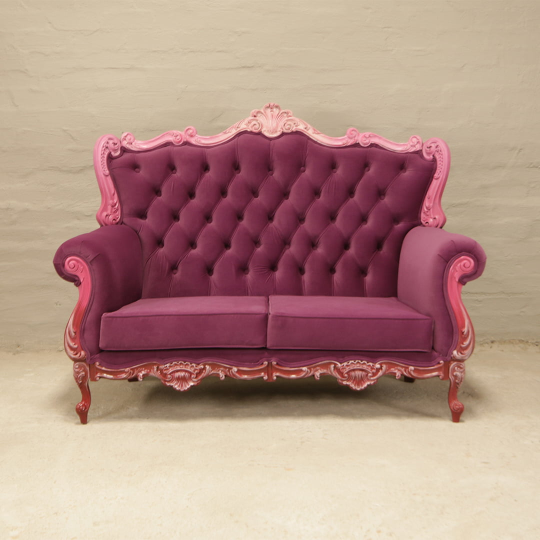 Victorian sofa floral purple