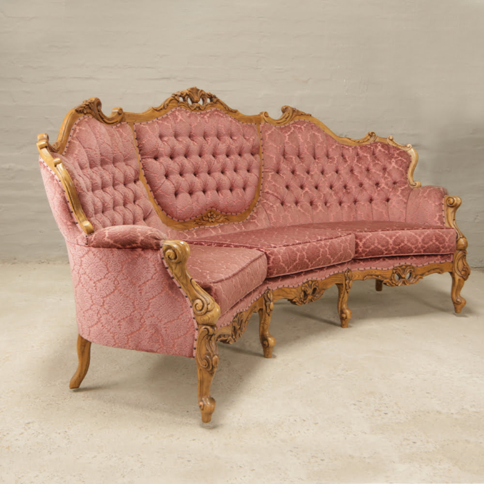 italian carved 3 seater sofa in oak