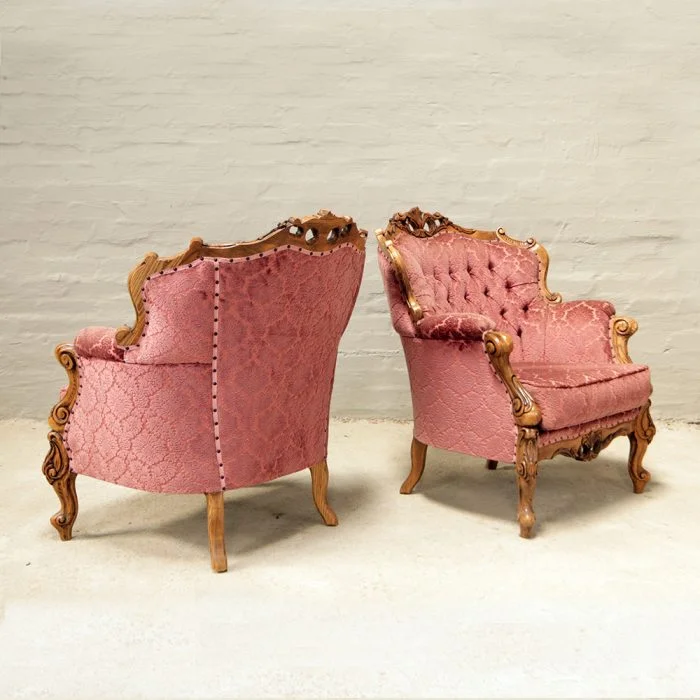 Italian carved armchairs in oak