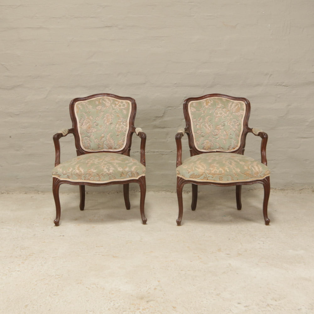 Vintage Mahogany Louis XV-style armchairs