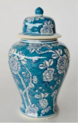 Blue and White Floral design Ginger Jar