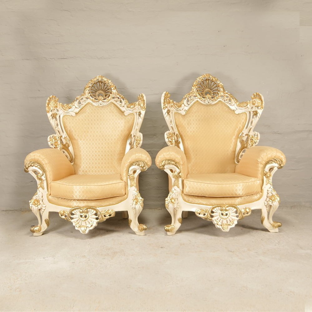 Vintage Throne Chairs in Gold Tones