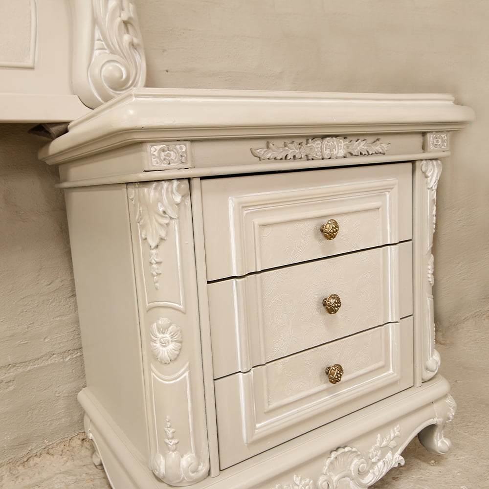 Contemporary Headboard with Pedestals Kings & Queens Antiques