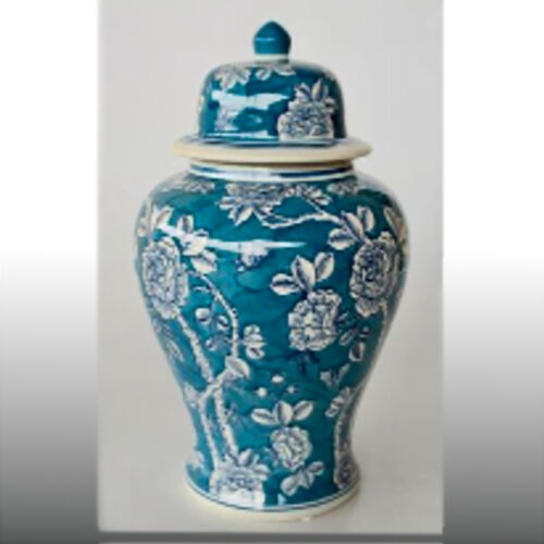 Blue and white floral ginger jar