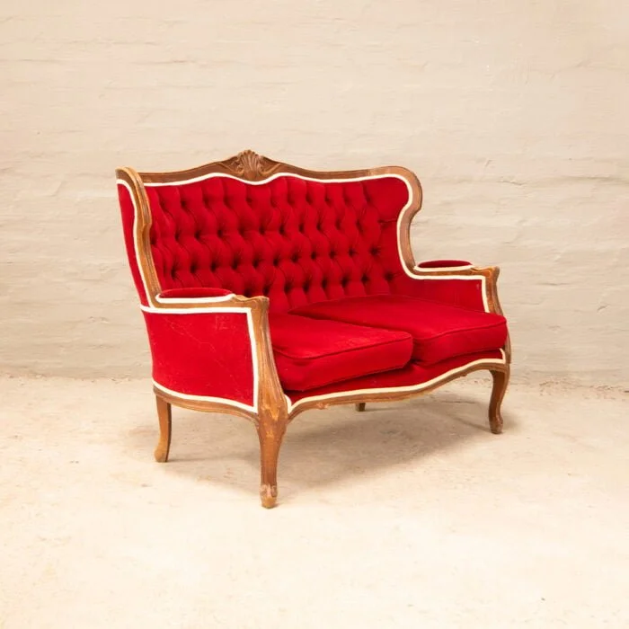 Victorian 2 seater Sofa in red Velvet
