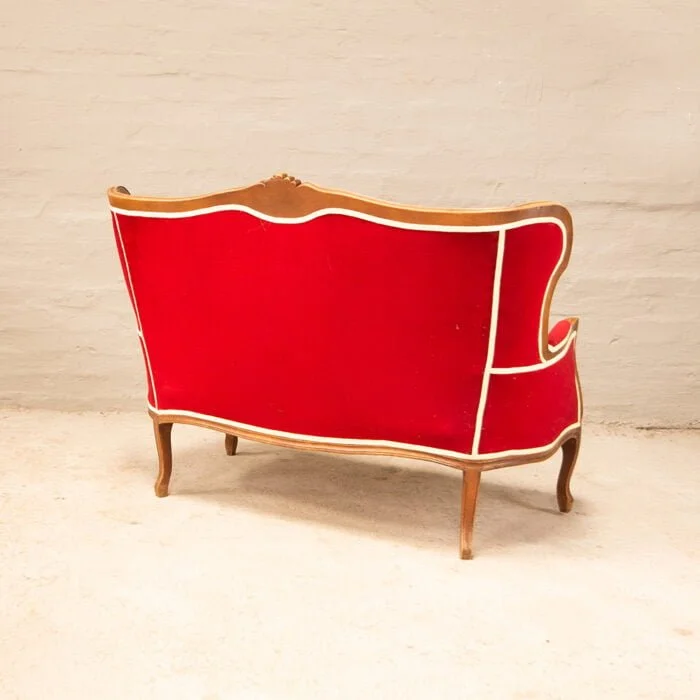 Victorian 2 seater Sofa in red Velvet