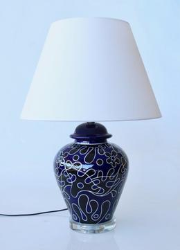 Navy Blue/Black Lamp off white shade