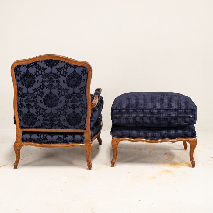 French Carved Chair with Footstool - Image 4