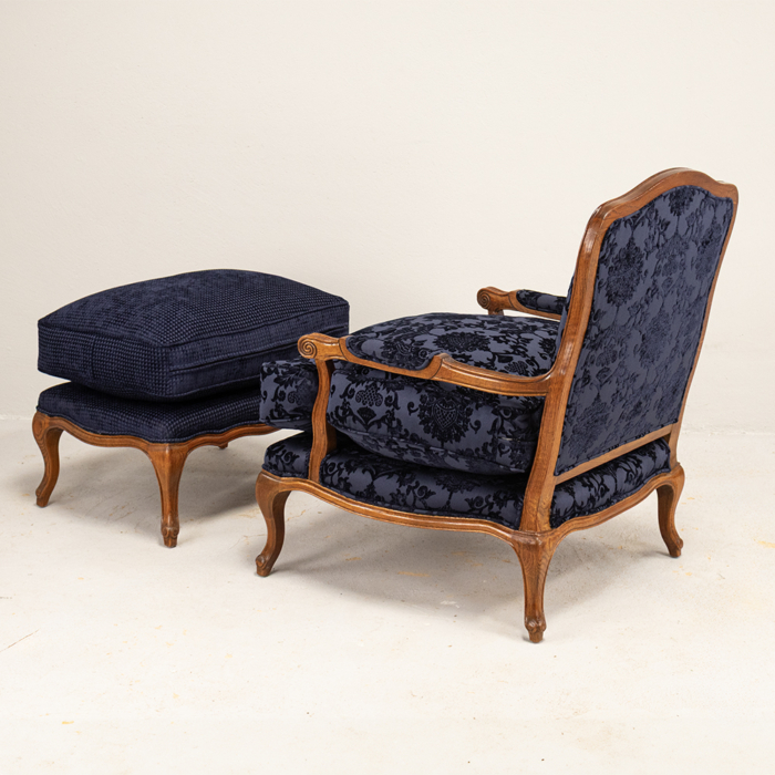 French Carved Chair with Footstool - Image 5