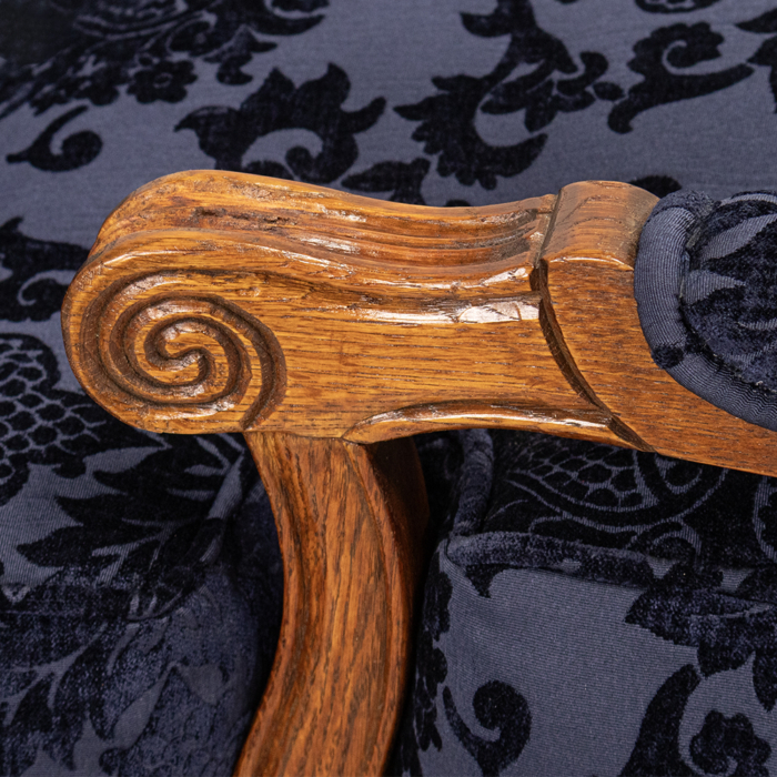French Carved Chair with Footstool - Image 7