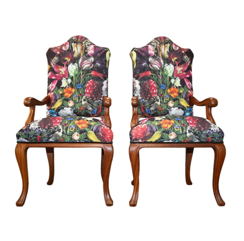 High back Floral Chairs