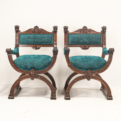 Renaissance Dagobert Curule Arm Chairs