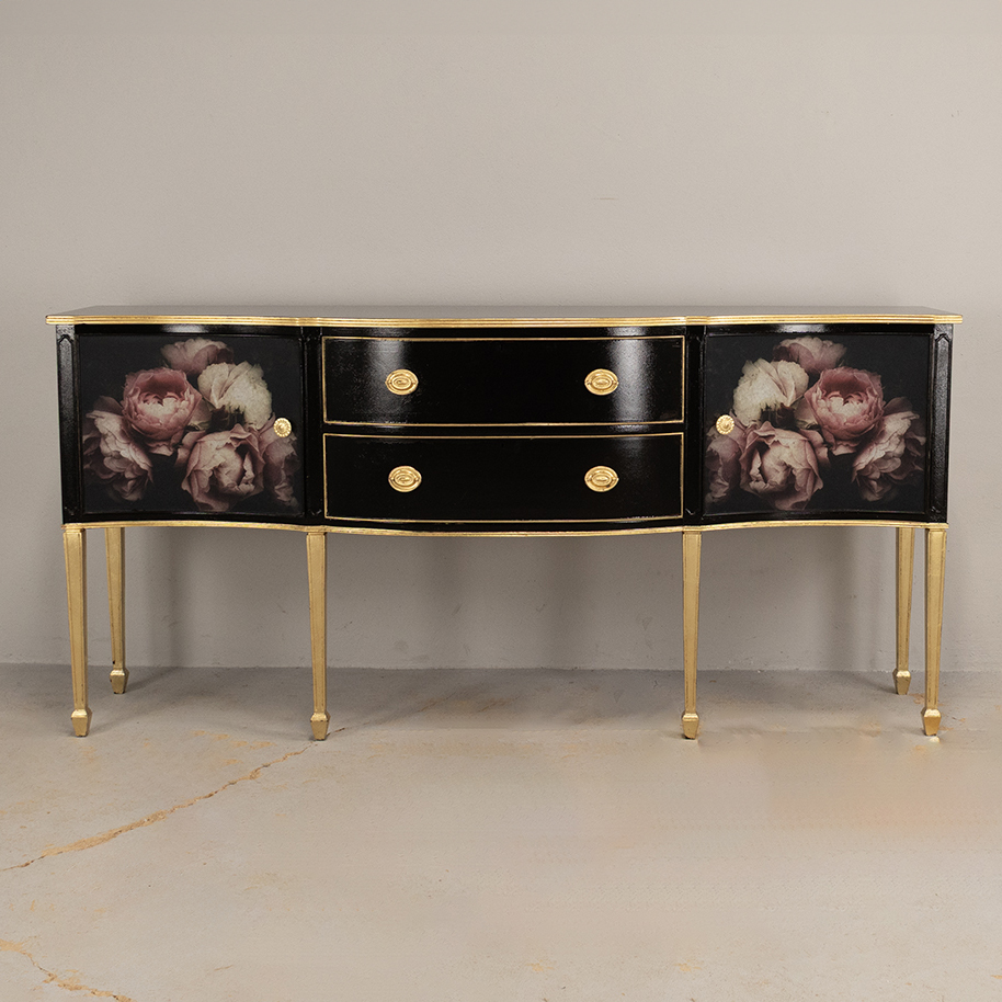 Rose bloom gold gilded sideboard