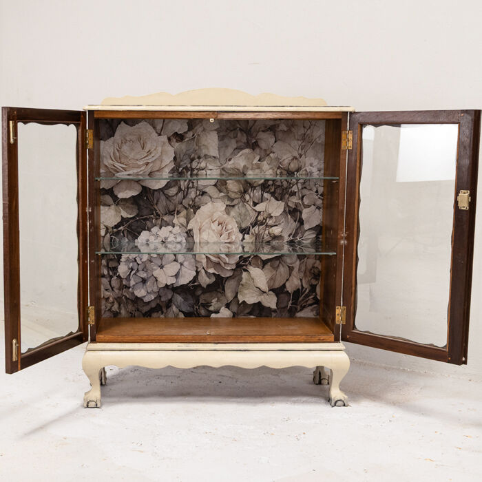 Cream floral display cabinet