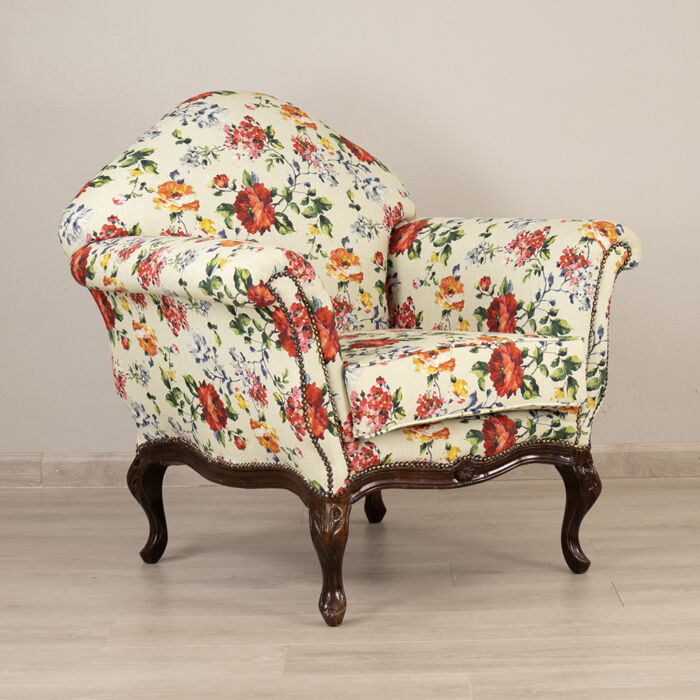 Queen anne floral armchair