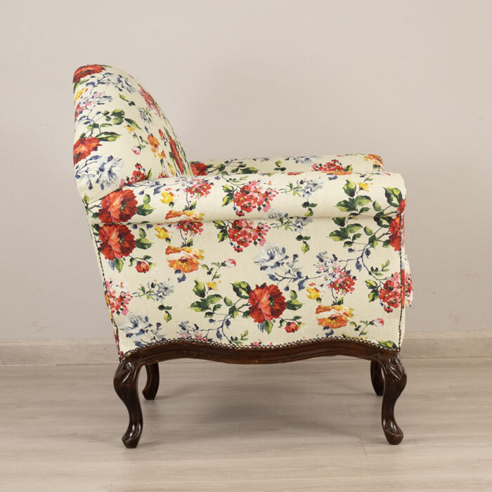 Queen Anne Floral Armchair - Image 3