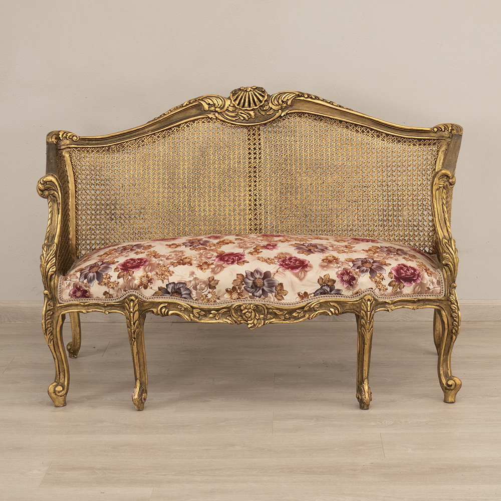 French style rattan settee