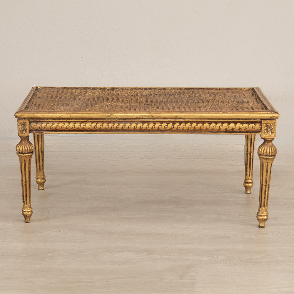 Rattan and Giltwood Stool