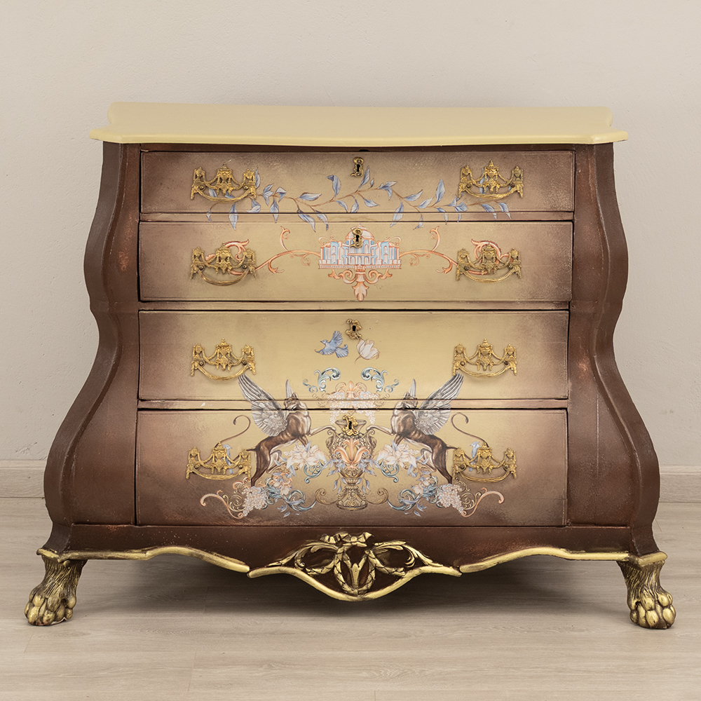 Walnut Dutch Bombe Chest