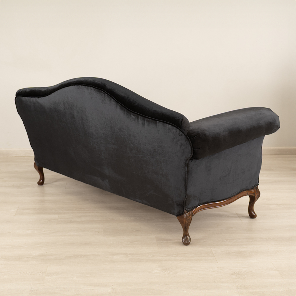 Classic Black Velvet Sofa - Image 4