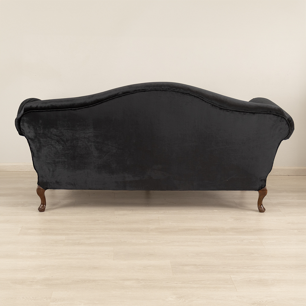 Classic Black Velvet Sofa - Image 5