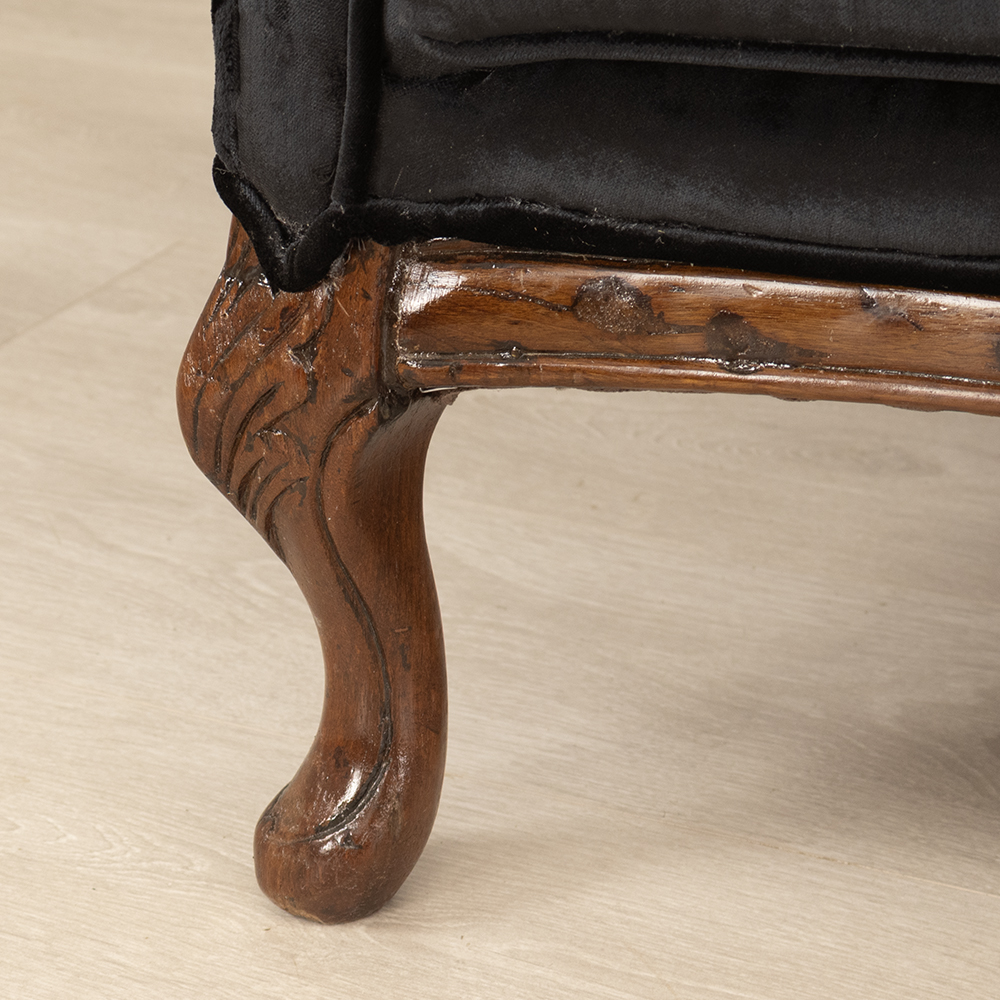 Classic Black Velvet Sofa - Image 7