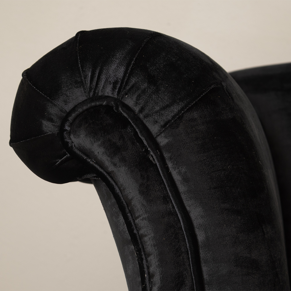 Classic Black Velvet Sofa - Image 6