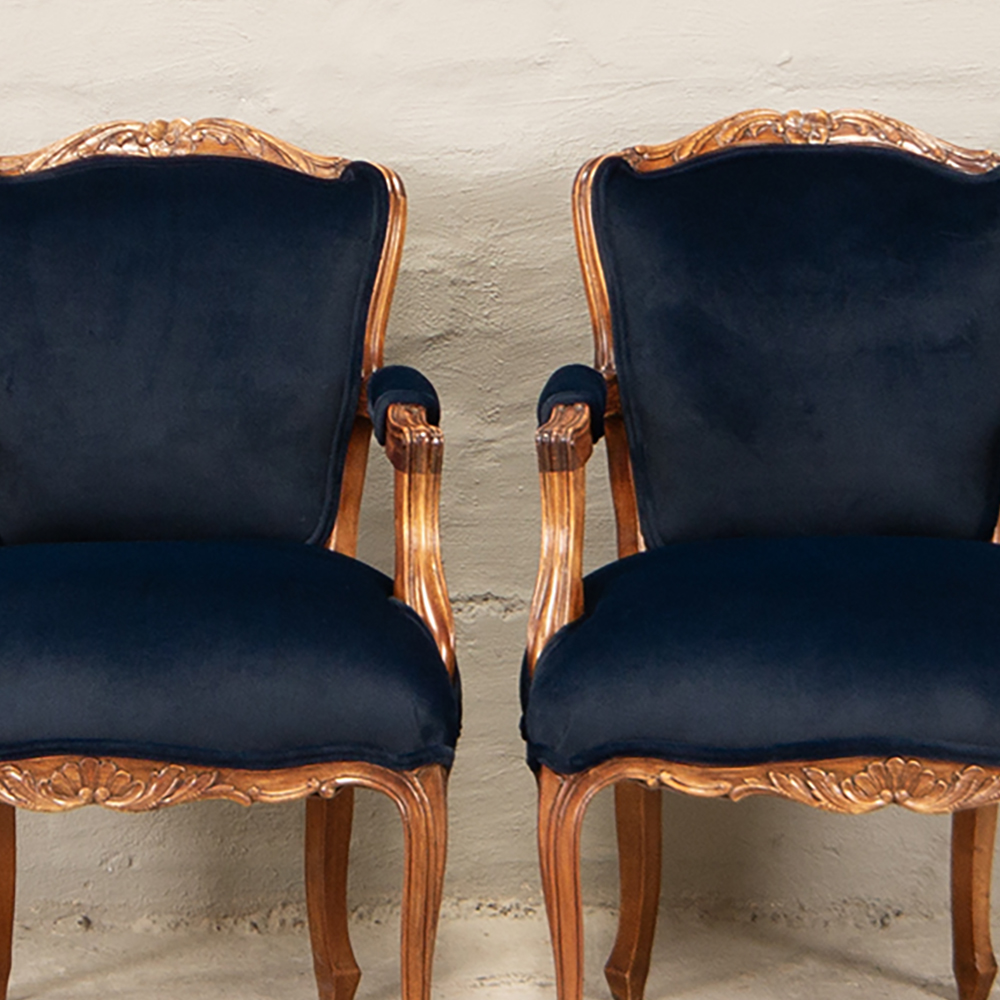 French Armchairs Blue Velvet - Image 4