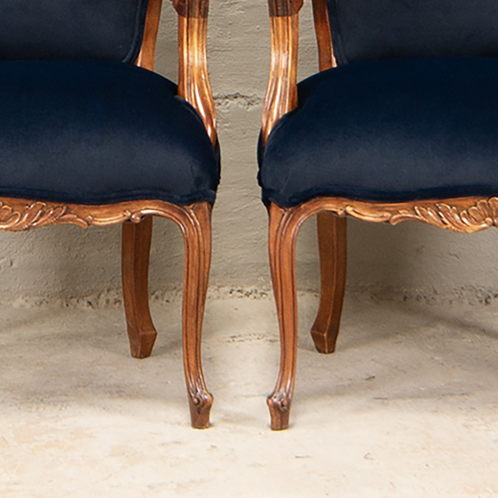 French Armchairs Blue Velvet - Image 3