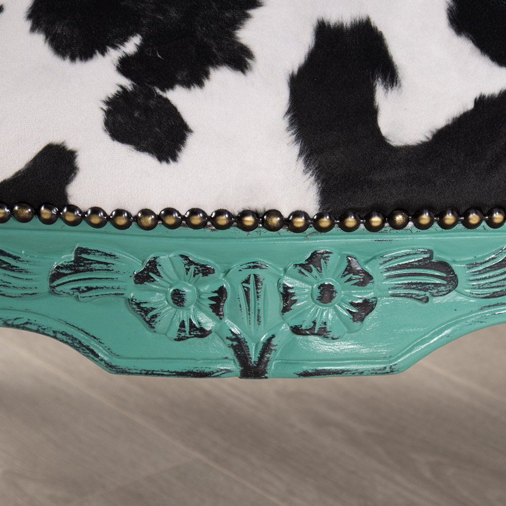 Cow Hide Armchair and Footstool - Image 8