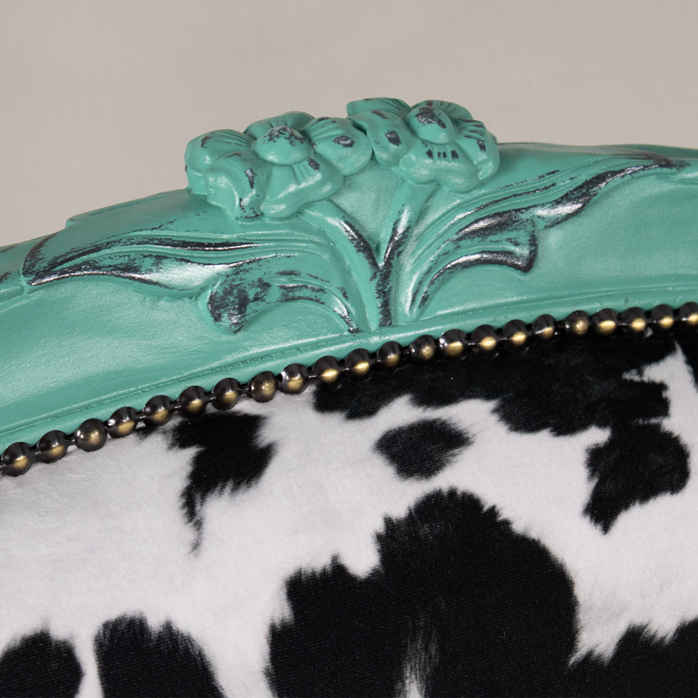 Cow Hide Armchair and Footstool - Image 5