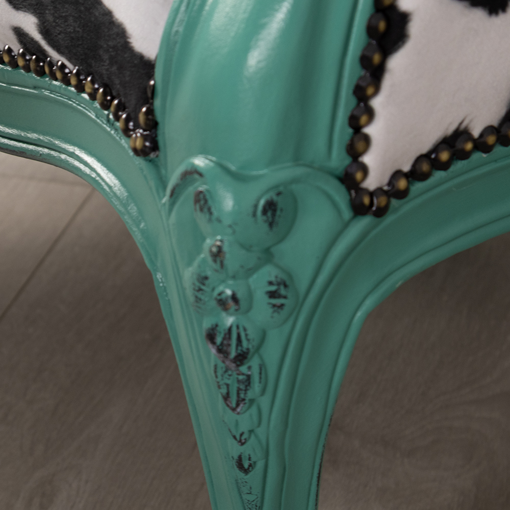 Cow Hide Armchair and Footstool - Image 7