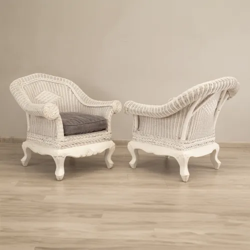 Painted Wicker Armchairs