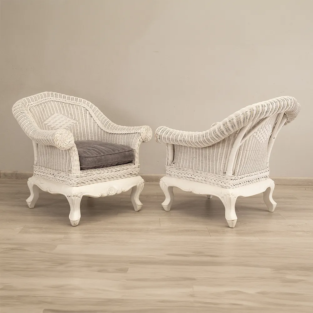 Painted Wicker Armchairs