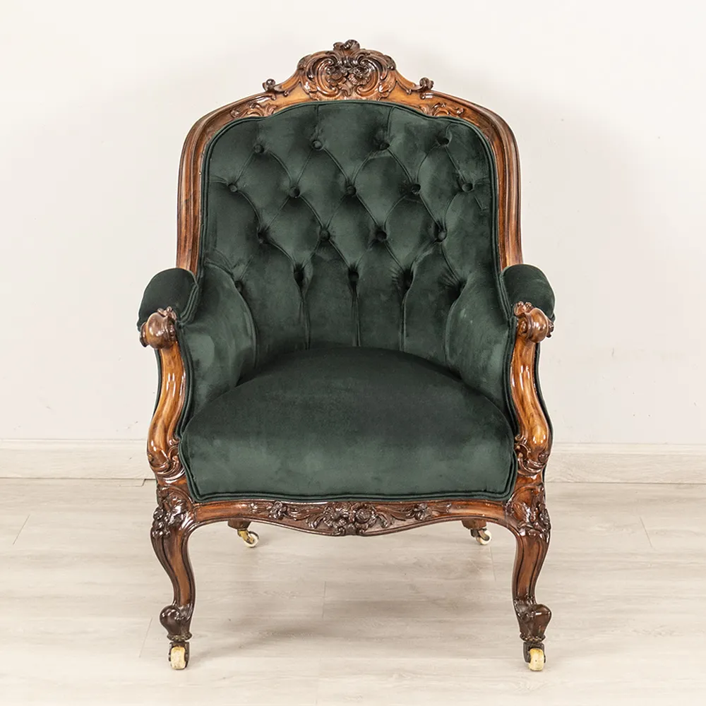 Green Velour Armchair