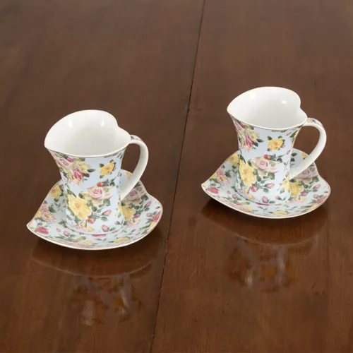 Decorative Heart Teacup and Saucer
